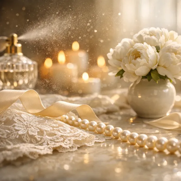 Accessoires de mariée disposés sur une table — Maison Ambelis